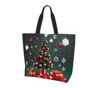 QAZWZML Horse Stripes Pattern Printed tote bag, organizer shoulder bag, suitable for travel, yoga, and shopping., Round Ball Christmas Tree, One Size