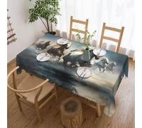 QAZWZML Horses Running Wild in The River Patterned Square lace Tablecloth 54x72in Suitable for Dining Tables buffets Parties and Camping