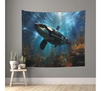 QAZWZML Huge killer whales Printed Tapestry Suitable for Home Décor Wall Covering for Both Indoor and Outdoor Use