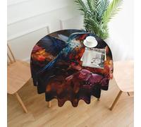 QAZWZML Hummingbird Printed Round Picnic Blanket 60-inch Round Decorative Tablecloth Suitable For Cafes Parties