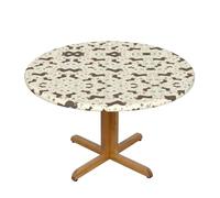 QAZWZML I Love My Dog Dachshunds Patterned S round stretchy tablecloth, suitable for decorating round and octagonal tables.