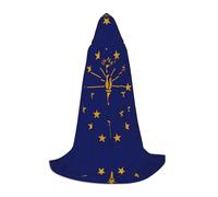 QAZWZML Indiana State Flag Printed Large Capes Stage Performances, Theater Performances, Cosplay Youth Hooded Capes