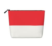 QAZWZML Indonesian flag Printed single layer faux linen cosmetic bag portable zippered cosmetic bag travel accessory