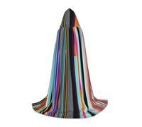 QAZWZML Irregular vertical lines Printed Medium hooded cape, cosplay costume, perfect for fancy dress and holiday parties