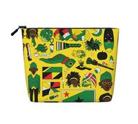 QAZWZML Jamaican Elements Printed single layer faux linen cosmetic bag portable zippered cosmetic bag travel accessory