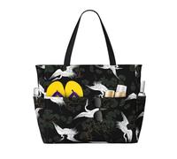 QAZWZML Japanese Crane & Pine Patterned travel bag, large-capacity storage bag, suitable for camping, gym use, and travel.