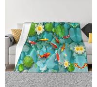 QAZWZML Japanese Pretty Red carp Fish patterns sofa throw, warm decorative throw suitable for sofas and beds, available in 4 sizes 80"x60"