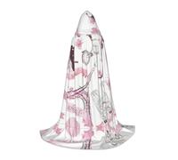 QAZWZML L Romantic Paris Butterfly Printed hooded cape, holiday party stage performance, Cosplay hooded jacket