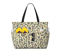 QAZWZML Labyrinth Treasure Map Patterned, large capacity beach bag, foldable tote bag, suitable for travel and shopping.