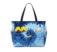 QAZWZML Large-capacity foldable pool bag Abstract Tie Dye printed beach tote bag suitable for shopping moving and vacations