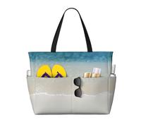 QAZWZML Large-capacity foldable pool bag Beach Clear Sea Sand printed beach tote bag suitable for shopping moving and vacations