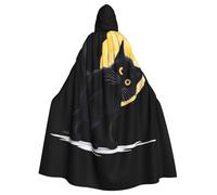 QAZWZML Little black cat under the moon This patterned long hooded cape is warm and suitable for holiday parties, costume parties, or gatherings.