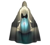 QAZWZML Little Ghost's Light Patterned adult hooded cape, unisex cosplay cape, suitable for Halloween, carnivals, and festival parties.