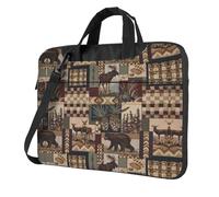 QAZWZML Lodge Bear Deer Patterned 14 inch portable laptop bag with shoulder strap, can be worn as a crossbody bag