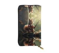 QAZWZML Long Brave Squirrel Printed Leather Clutch with A Cash Compartment Coin Zippered Pocket and Credit Card Slot