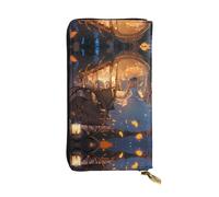 QAZWZML Long Cinderella Printed Leather Clutch with A Cash Compartment Coin Zippered Pocket and Credit Card Slot