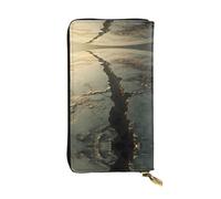 QAZWZML Long Cracks in the Earth Printed Leather Clutch with A Cash Compartment Coin Zippered Pocket and Credit Card Slot