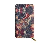 QAZWZML Long Different Color displays Printed Leather Clutch with A Cash Compartment Coin Zippered Pocket and Credit Card Slot