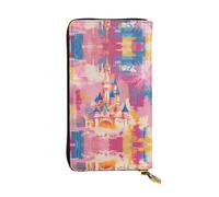 QAZWZML Long Dream Castle Printed Leather Clutch with A Cash Compartment Coin Zippered Pocket and Credit Card Slot