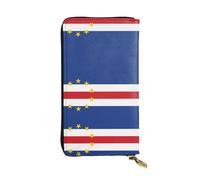 QAZWZML Long Flag of Cape Verde Printed Leather Clutch with A Cash Compartment Coin Zippered Pocket and Credit Card Slot