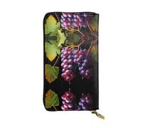 QAZWZML Long Fresh Grapes Printed Leather Clutch with A Cash Compartment Coin Zippered Pocket and Credit Card Slot