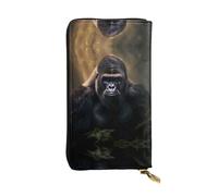 QAZWZML Long Gorillas Printed Leather Clutch with A Cash Compartment Coin Zippered Pocket and Credit Card Slot