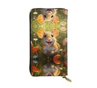 QAZWZML Long Happy Mouse Printed Leather Clutch with A Cash Compartment Coin Zippered Pocket and Credit Card Slot