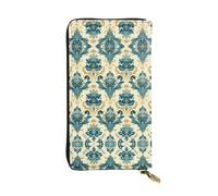 QAZWZML Long Hercules Flower Printed Leather Clutch with A Cash Compartment Coin Zippered Pocket and Credit Card Slot