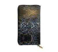 QAZWZML Long Labyrinth Printed Leather Clutch with A Cash Compartment Coin Zippered Pocket and Credit Card Slot