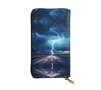 QAZWZML Long Lightning in a Flash Printed Leather Clutch with A Cash Compartment Coin Zippered Pocket and Credit Card Slot