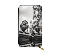 QAZWZML Long Lion Printed Leather Clutch with A Cash Compartment Coin Zippered Pocket and Credit Card Slot