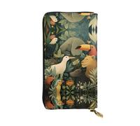 QAZWZML Long Picture Book Animal World Printed Leather Clutch with A Cash Compartment Coin Zippered Pocket and Credit Card Slot