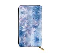 QAZWZML Long Stacking of Crystal Flowers Printed Leather Clutch with A Cash Compartment Coin Zippered Pocket and Credit Card Slot