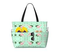 QAZWZML Lotus flowers waiting to bloom Patterned, large capacity beach bag, foldable tote bag, suitable for travel and shopping.