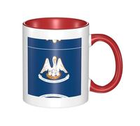 QAZWZML Louisiana State Flag Patterned ceramic Red mug with curved handle, suitable for office and home use.