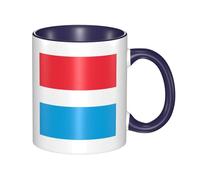 QAZWZML Luxembourg flag Patterned ceramic Navy Blue mug with curved handle, suitable for office and home use.