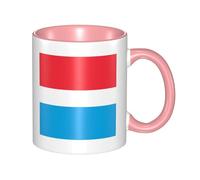 QAZWZML Luxembourg flag Patterned ceramic Pink mug with curved handle, suitable for office and home use.