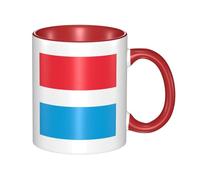 QAZWZML Luxembourg flag Patterned ceramic Red mug with curved handle, suitable for office and home use.