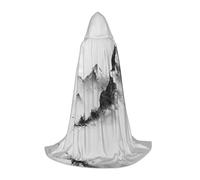 QAZWZML M Black ridge Printed Hooded Cape, Halloween Stage Performance, Cosplay Retro Hooded Jacket