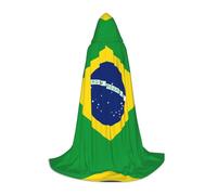 QAZWZML M Brazilian flag Printed hooded cape for stage performance cosplay