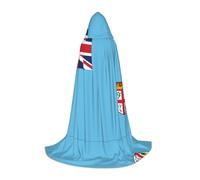 QAZWZML M Fiji Flag Printed hooded cape for stage performance cosplay