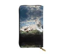 QAZWZML Majestic Tiger Resting on a Rock with Cloudy Sky Coin Storage Bag, Long Clutch, Mobile Phone Bag and ID Card Compartment are Suitable for Travel and Daily use