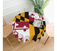 QAZWZML Maryland State Flag 60-inch Round Tablecloth Suitable for Dining Tables banquets Buffet Parties and Weddings