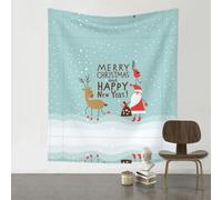 QAZWZML Merry Christmas and Happy New Year Printed decorative tapestry, wall hanging, suitable for bedrooms, dormitories, picnic blankets, etc.