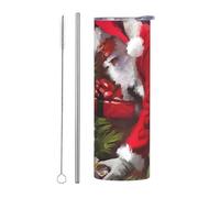 QAZWZML Merry Christmas Santa Claus Stainless Steel Travel Mug with a Printed Straight Body Suitable for Both hot and Cold Beverages