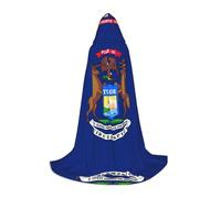 QAZWZML Michigan State Flag Printed Large Capes Stage Performances, Theater Performances, Cosplay Youth Hooded Capes
