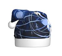 QAZWZML Microphone with Music Notes Adult Christmas hat printed holiday hat suitable for New Year's parties and holiday family gatherings