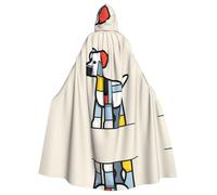 QAZWZML Mondrian abstractionism small animal Patterned adult hooded cape, unisex cosplay cape, suitable for Halloween, carnivals, and festival parties.