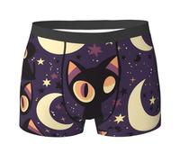 QAZWZML Moon and Kitten Printed athletic boxer briefs, perfect for running, fitness, and casual everyday wear