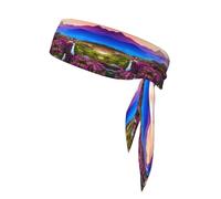 QAZWZML Mountain Floral landscape printing sports headband for men and women, sweat-absorbing headband for badminton, mountaineering and cycling
